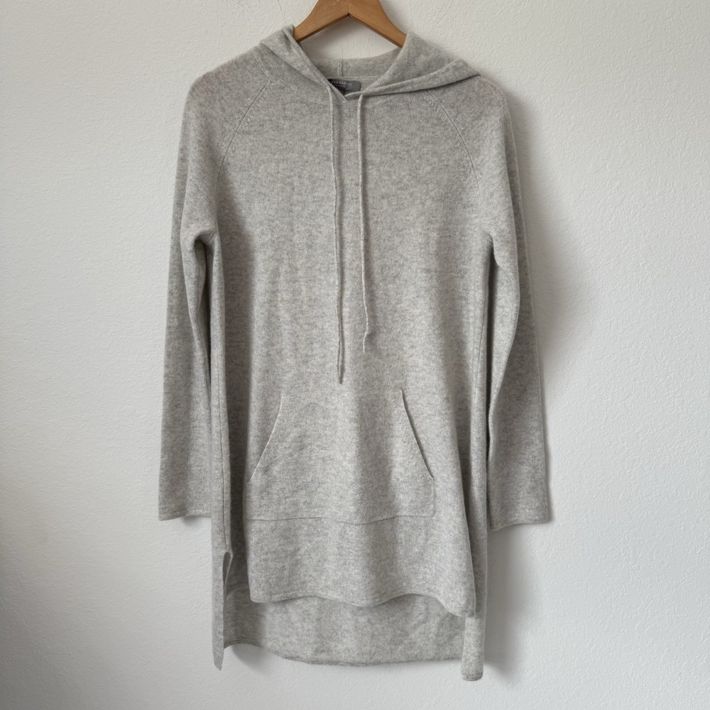 Neiman Marcus Women's Gray Cashmere Hoodie Tunic Dress, Large